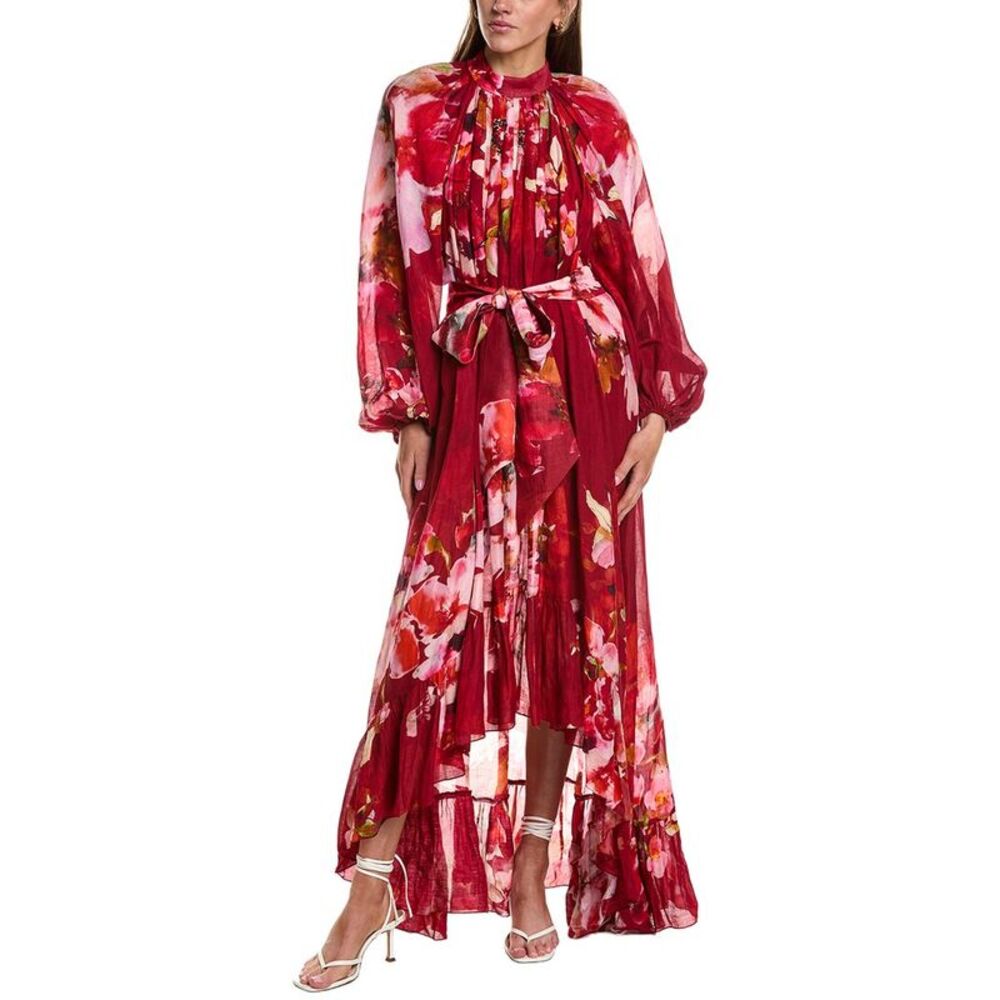 Hemant & Nandita Womens High-Low Long Dress, Red